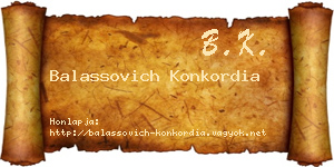 Balassovich Konkordia névjegykártya